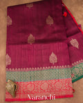 Wine Maroon Pure Raw Silk Handloom Saree