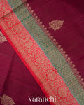 Wine Maroon Pure Raw Silk Handloom Saree