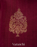 Wine Maroon Pure Raw Silk Handloom Saree