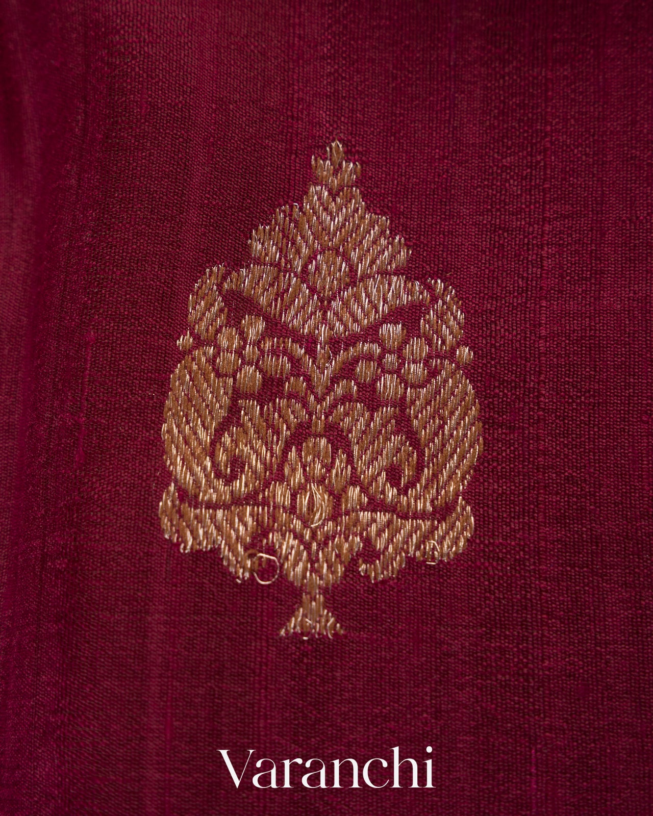 Wine Maroon Pure Raw Silk Handloom Saree