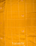 Mustard Yellow Checks Raw Silk Handloom Saree 