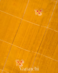 Mustard Yellow Checks Raw Silk Handloom Saree 