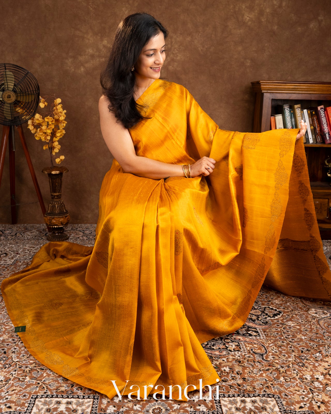 Amber Yellow Raw Silk Handloom Saree 