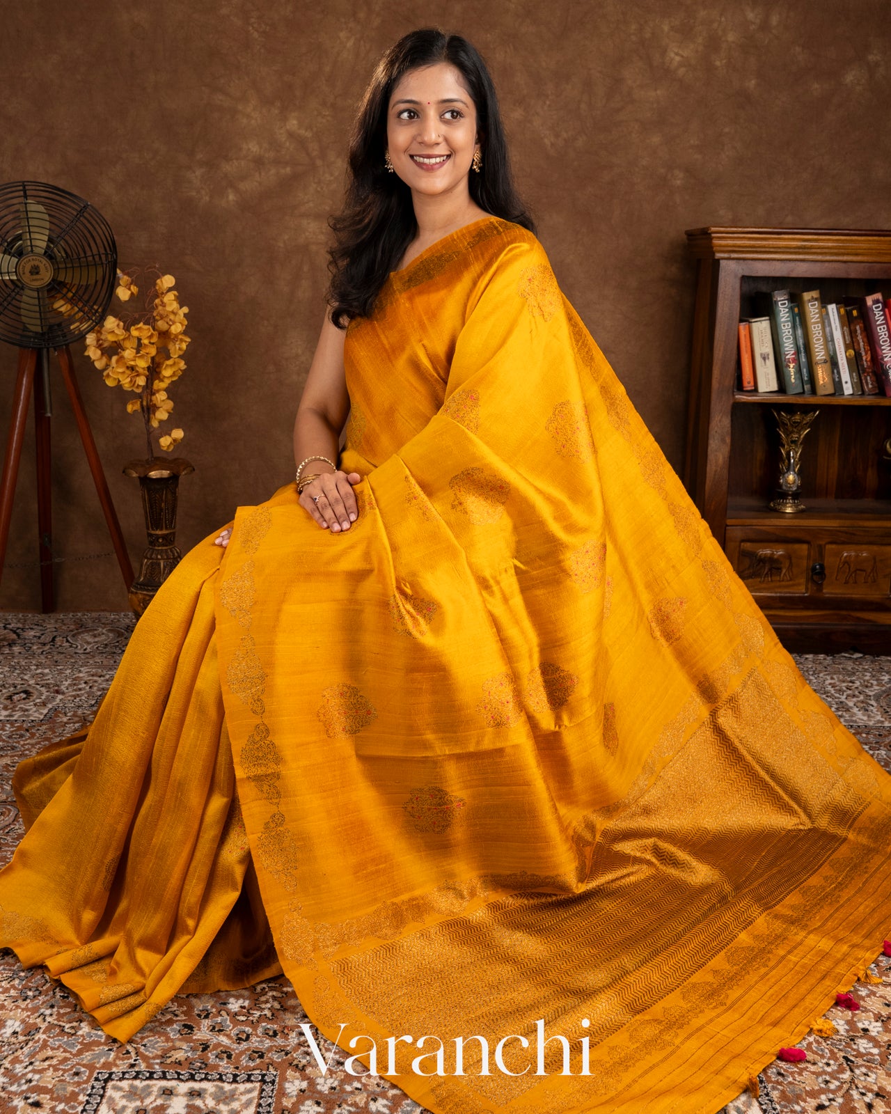 Amber Yellow Raw Silk Handloom Saree 