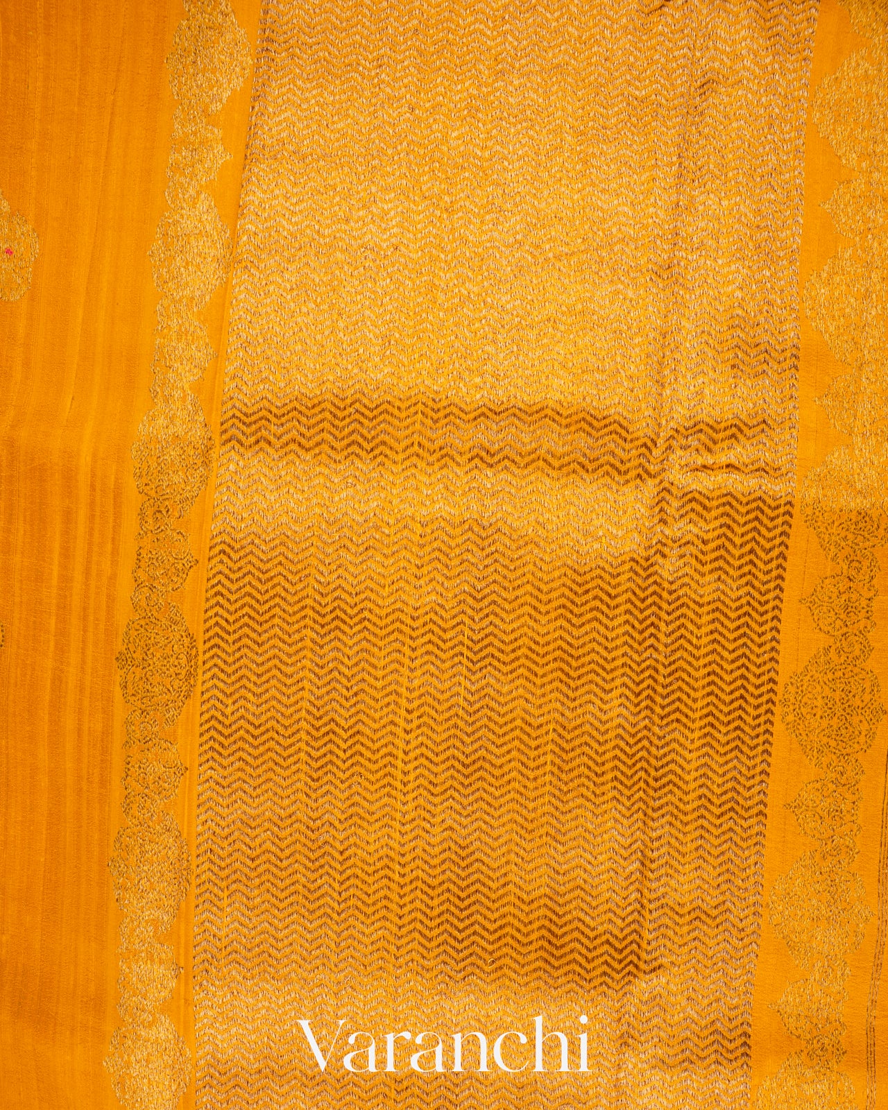 Amber Yellow Raw Silk Handloom Saree 