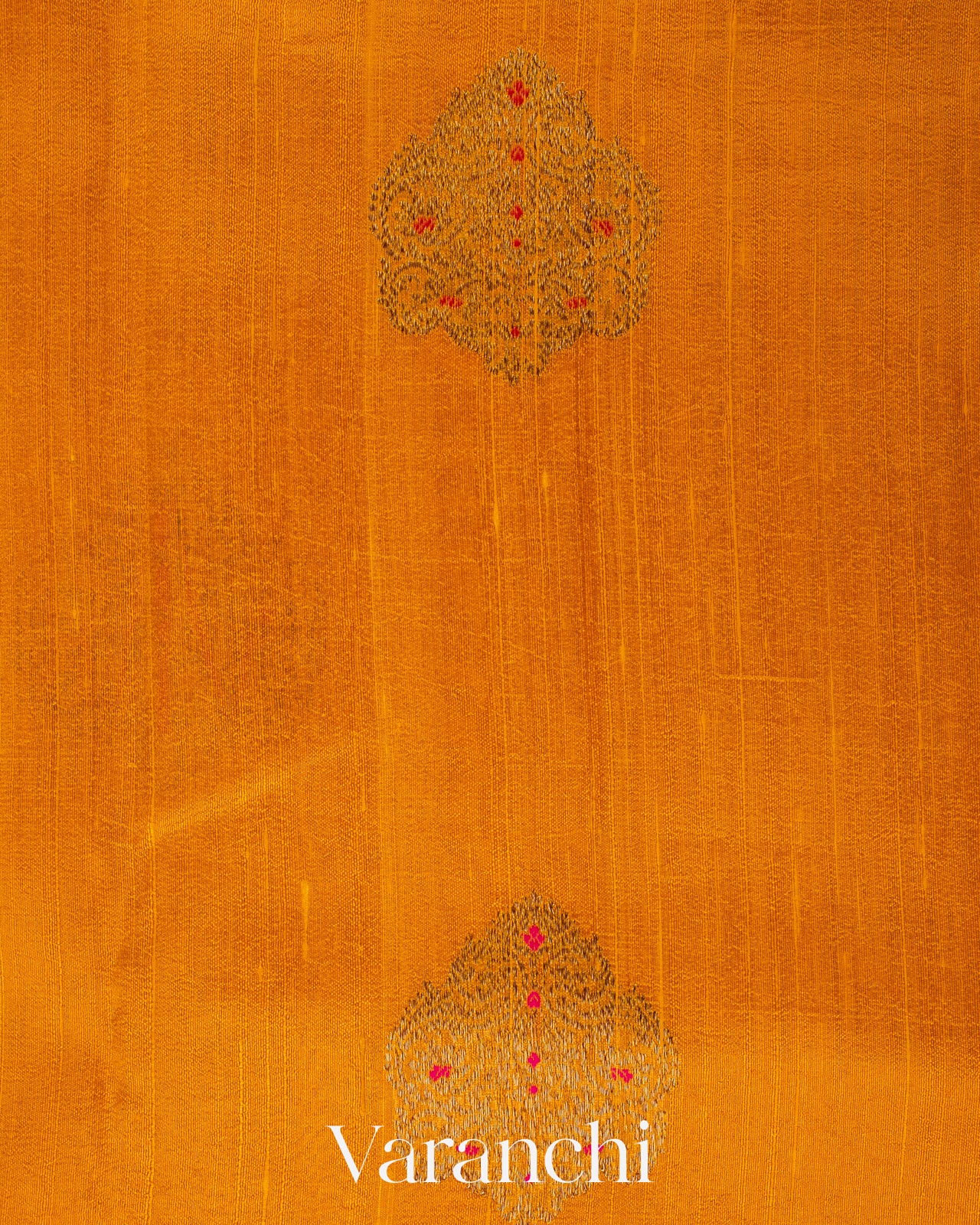 Amber Yellow Raw Silk Handloom Saree 