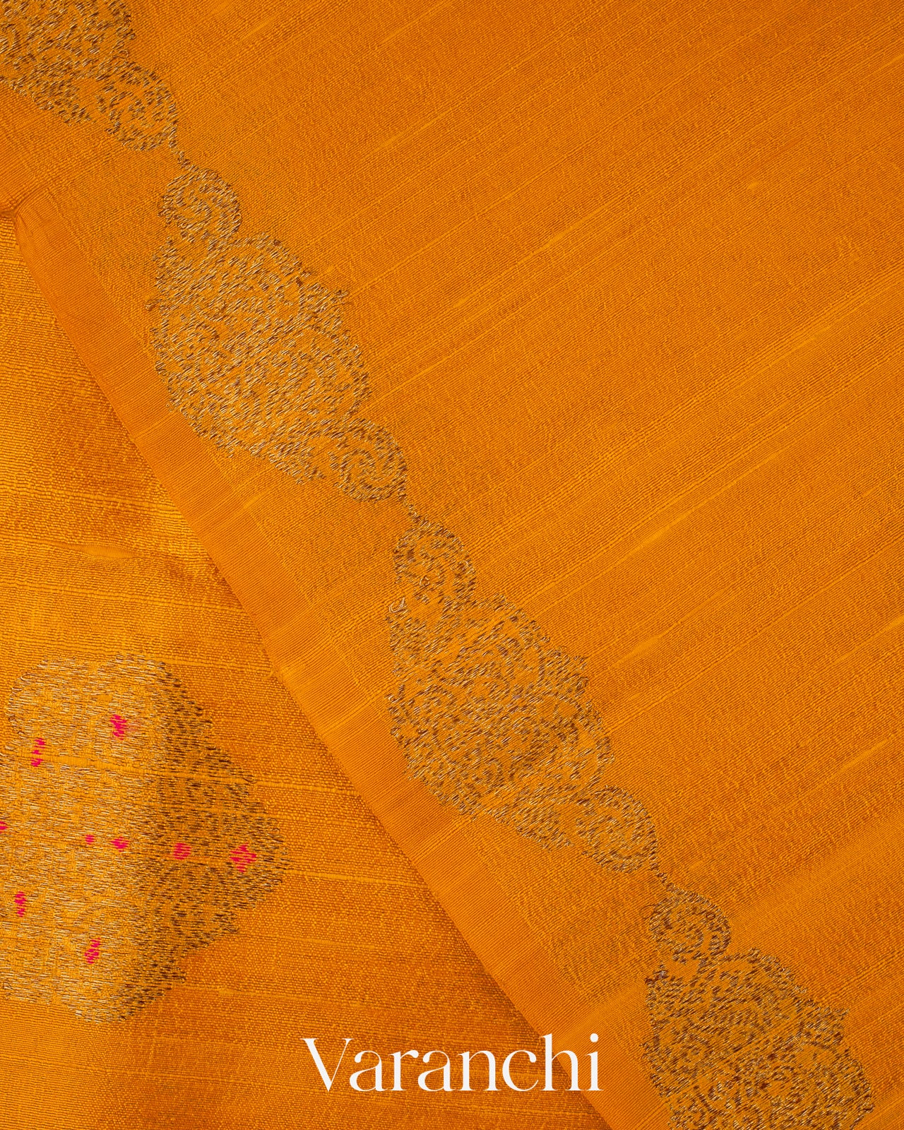 Amber Yellow Raw Silk Handloom Saree 