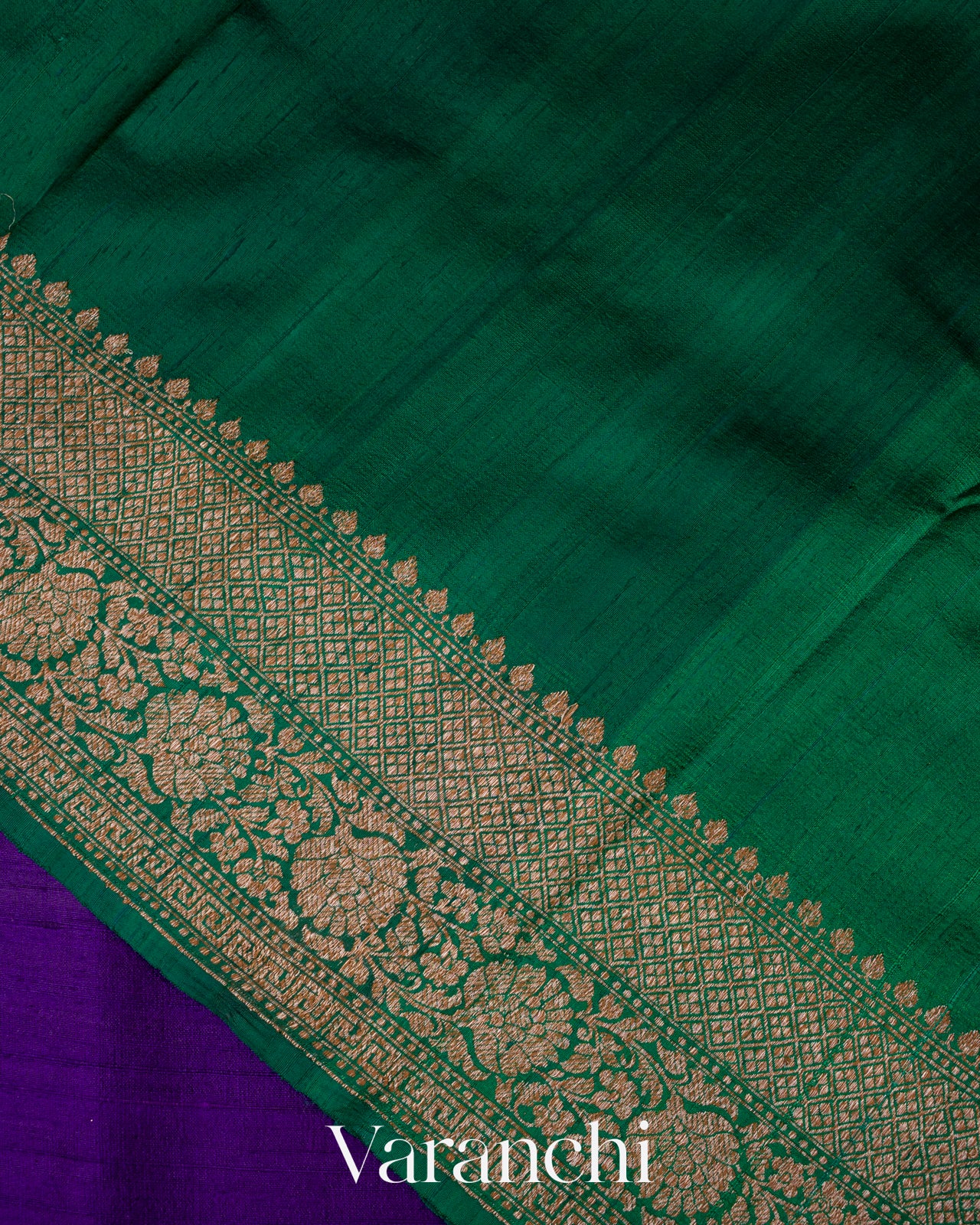 Deep Violet Pure Raw Silk Handloom Saree