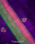 Deep Violet Pure Raw Silk Handloom Saree