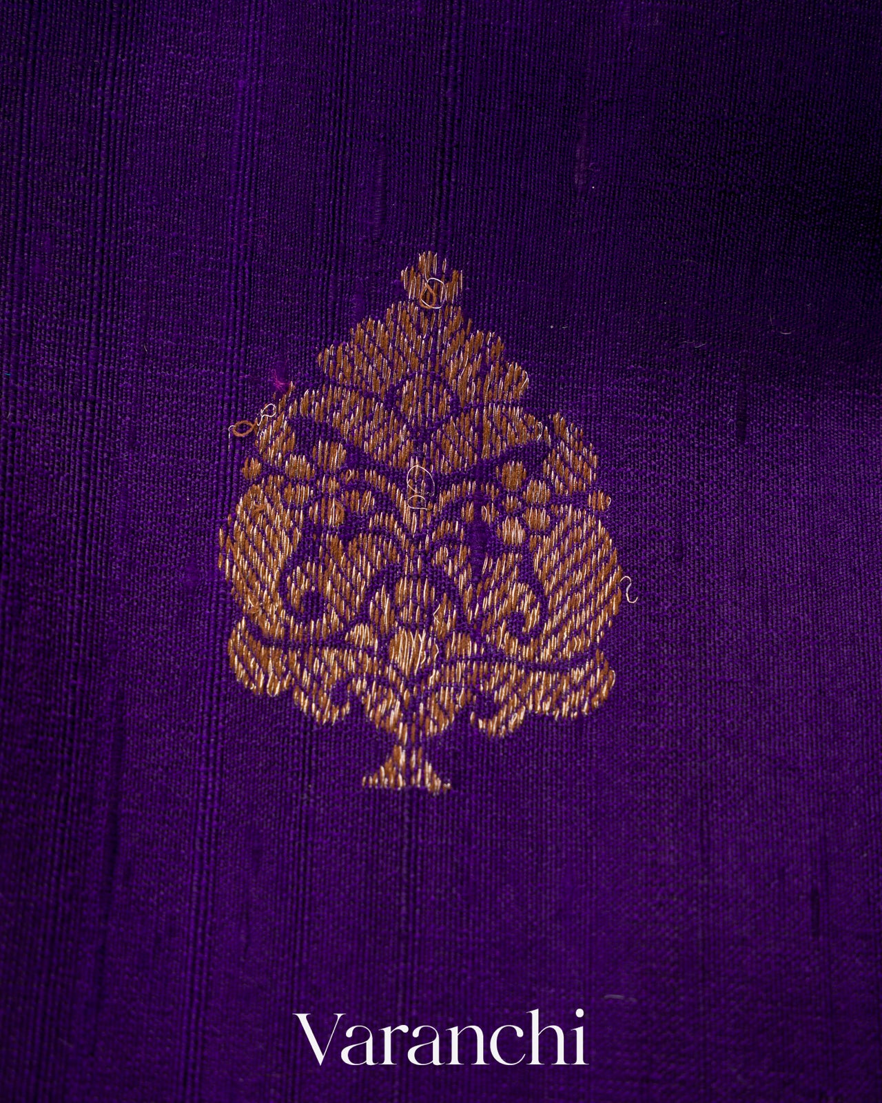 Deep Violet Pure Raw Silk Handloom Saree