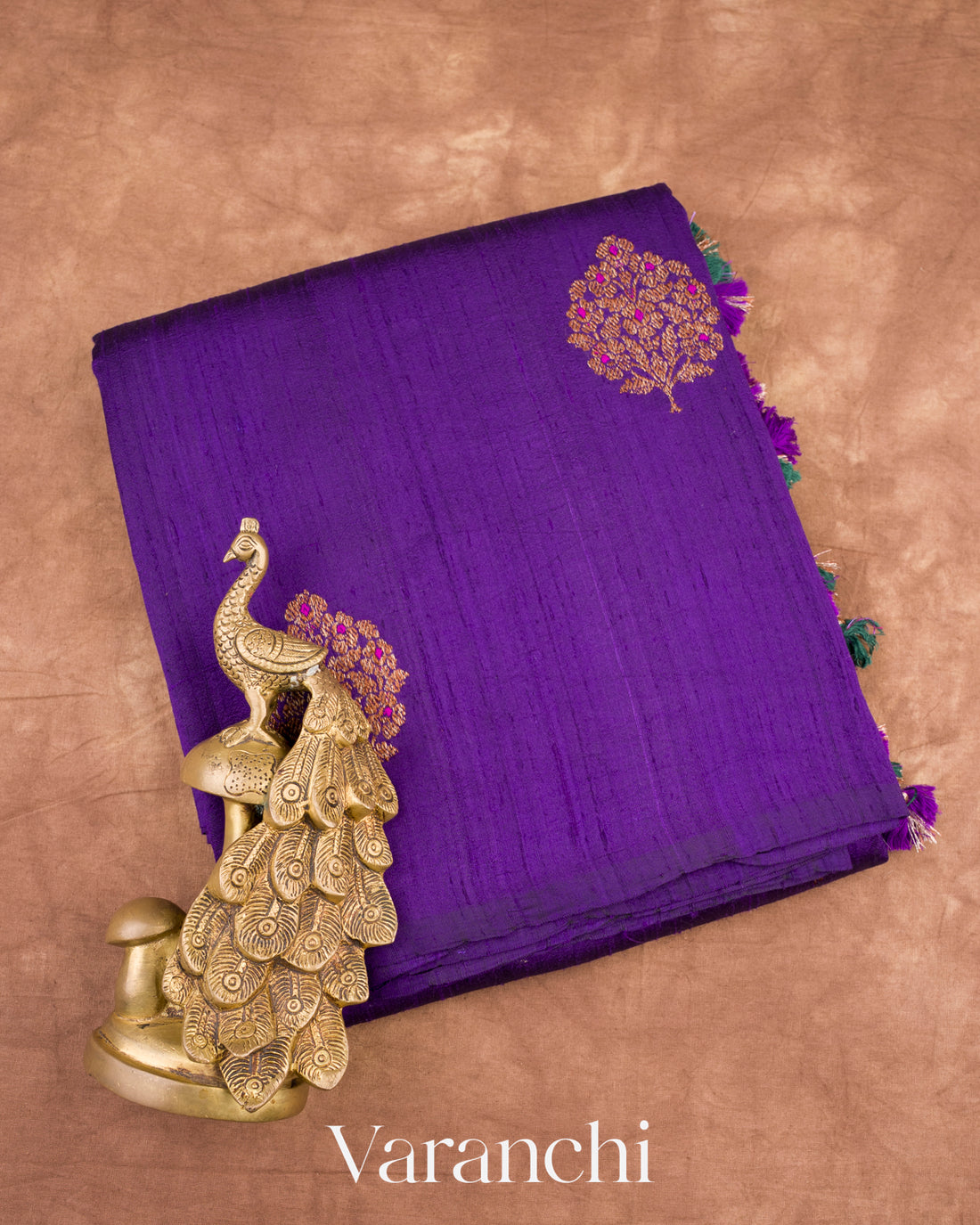 Violet Borderless Pure Raw Silk Handloom Saree