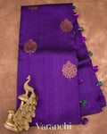 Violet Borderless Pure Raw Silk Handloom Saree