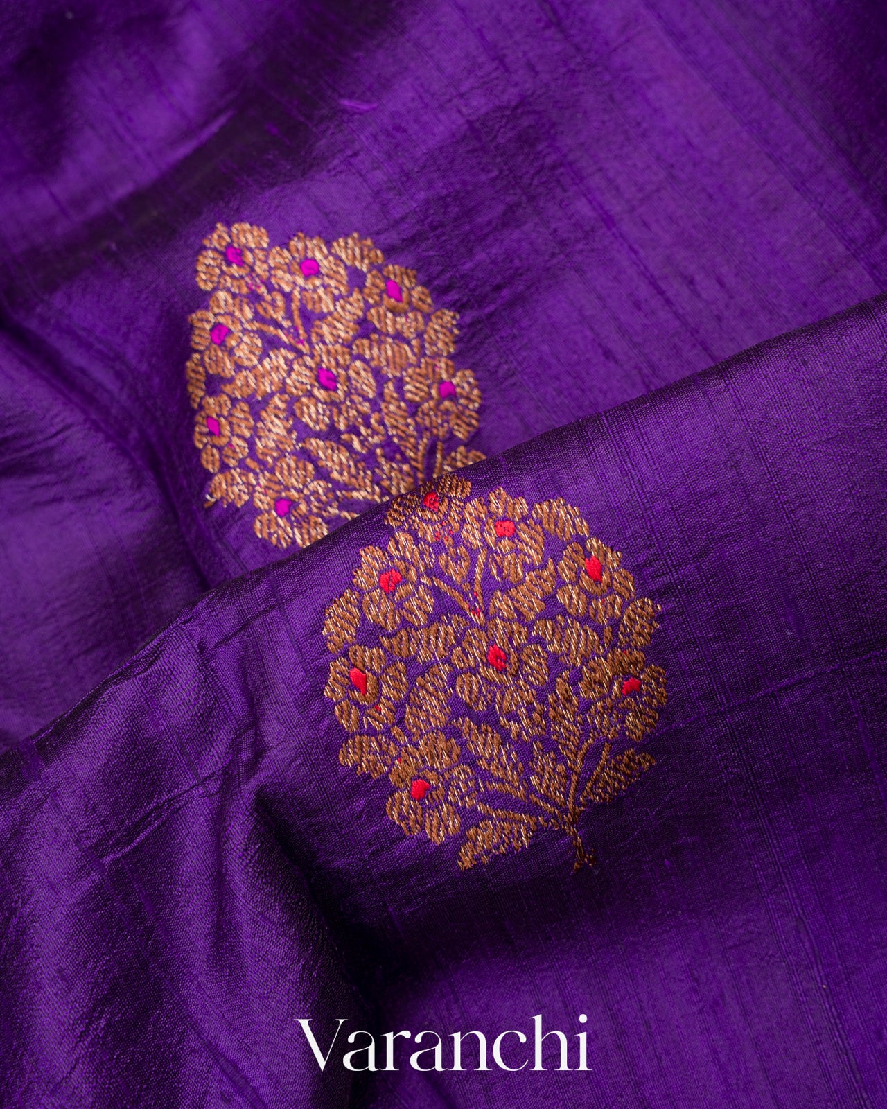 Violet Borderless Pure Raw Silk Handloom Saree