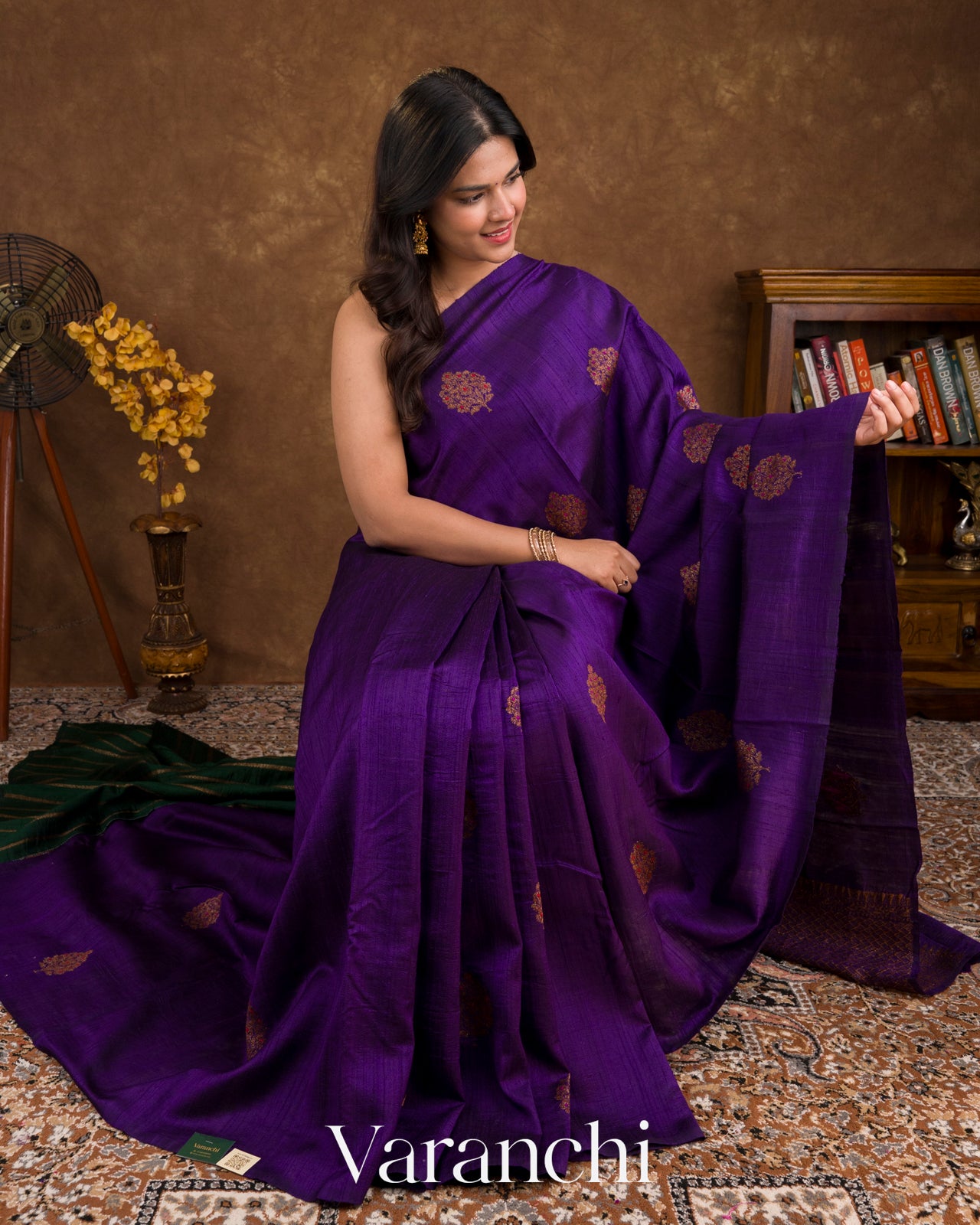 Violet Borderless Pure Raw Silk Handloom Saree