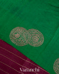 Wine Pure Raw Silk Handloom Saree