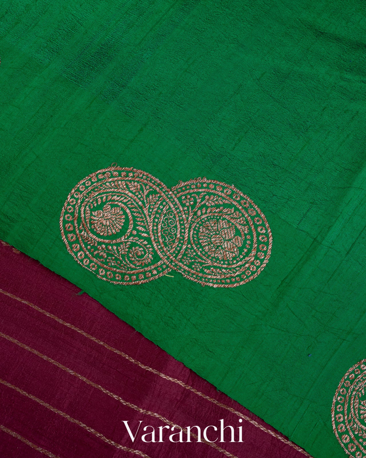 Wine Pure Raw Silk Handloom Saree