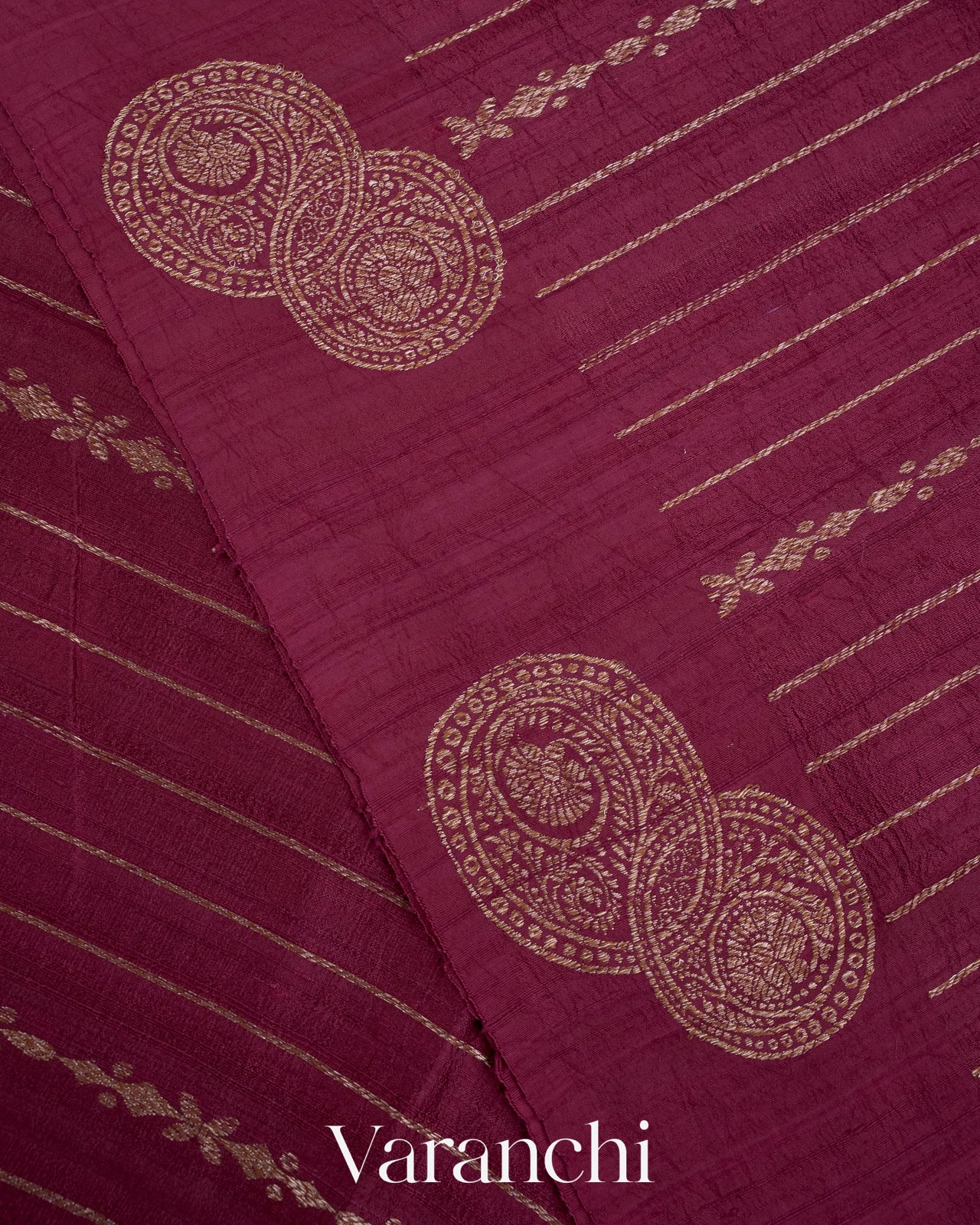 Wine Pure Raw Silk Handloom Saree