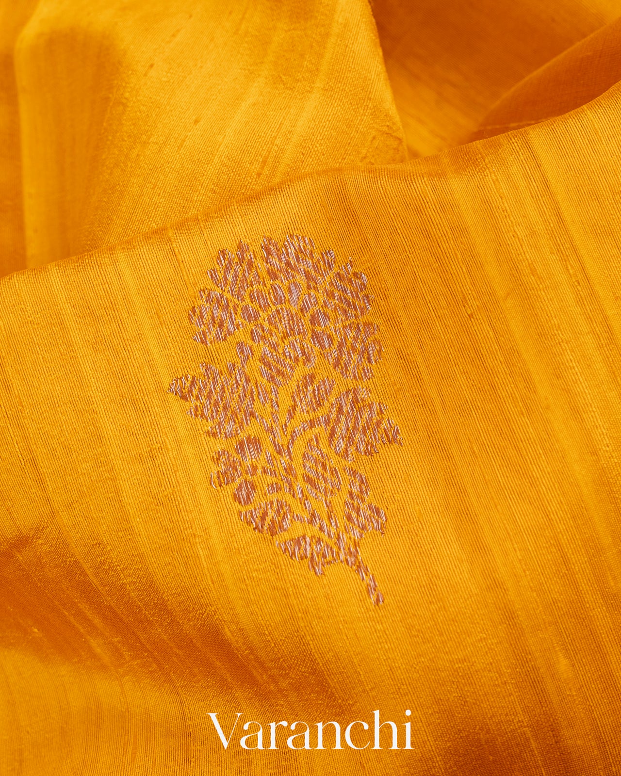 Turmeric Yellow Pure Raw Silk Handloom Saree
