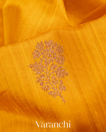Turmeric Yellow Pure Raw Silk Handloom Saree