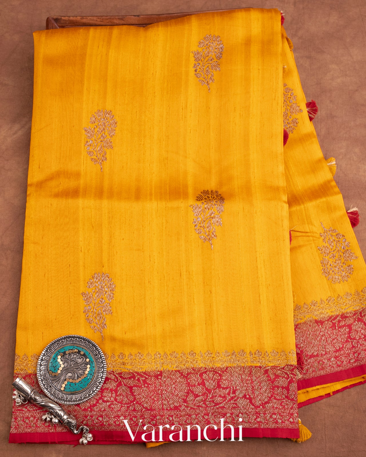 Turmeric Yellow Pure Raw Silk Handloom Saree