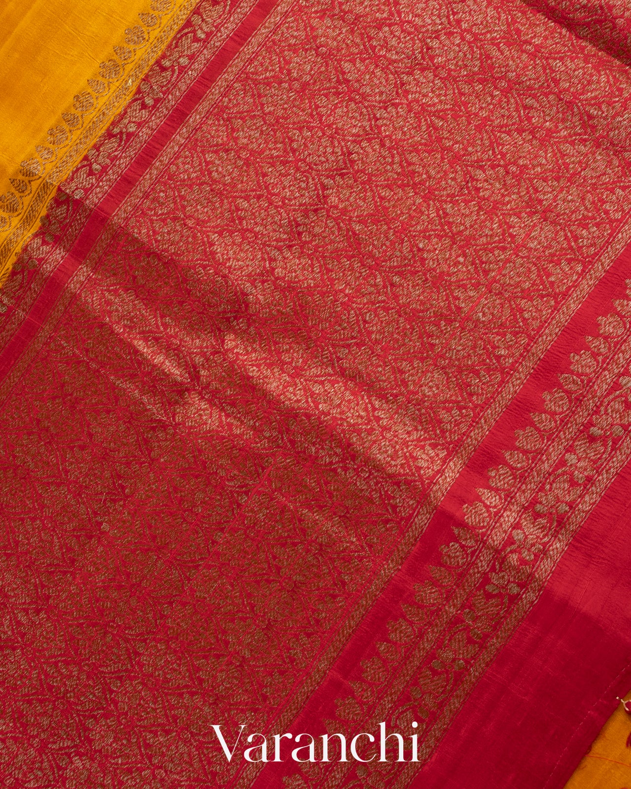 Turmeric Yellow Pure Raw Silk Handloom Saree