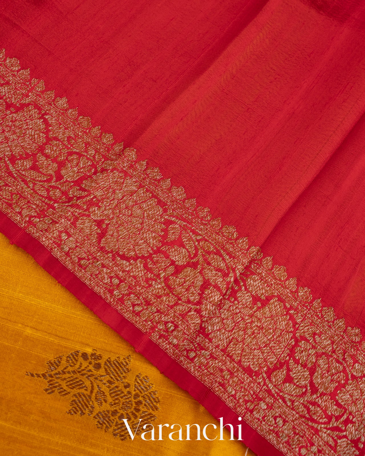 Turmeric Yellow Pure Raw Silk Handloom Saree