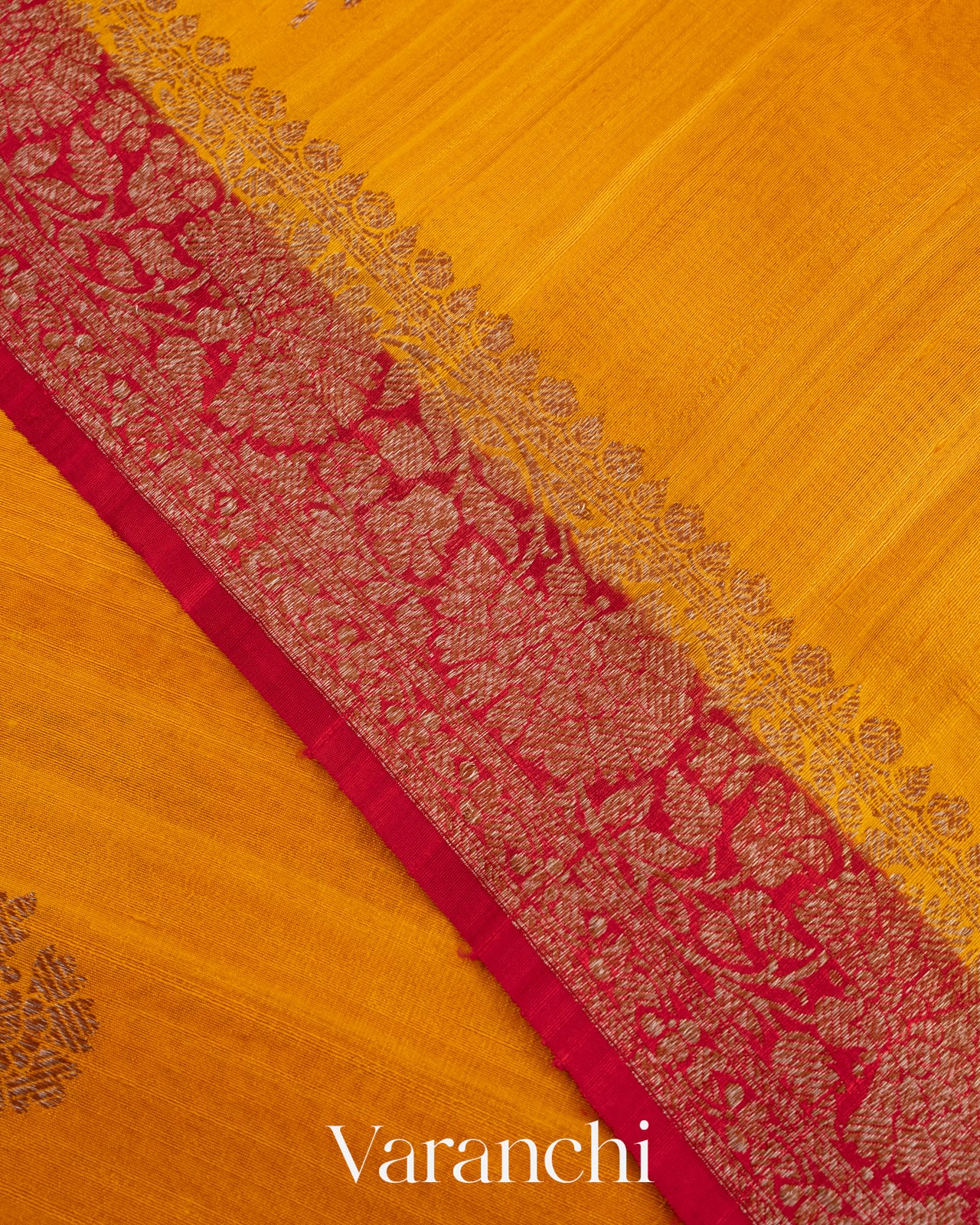 Turmeric Yellow Pure Raw Silk Handloom Saree