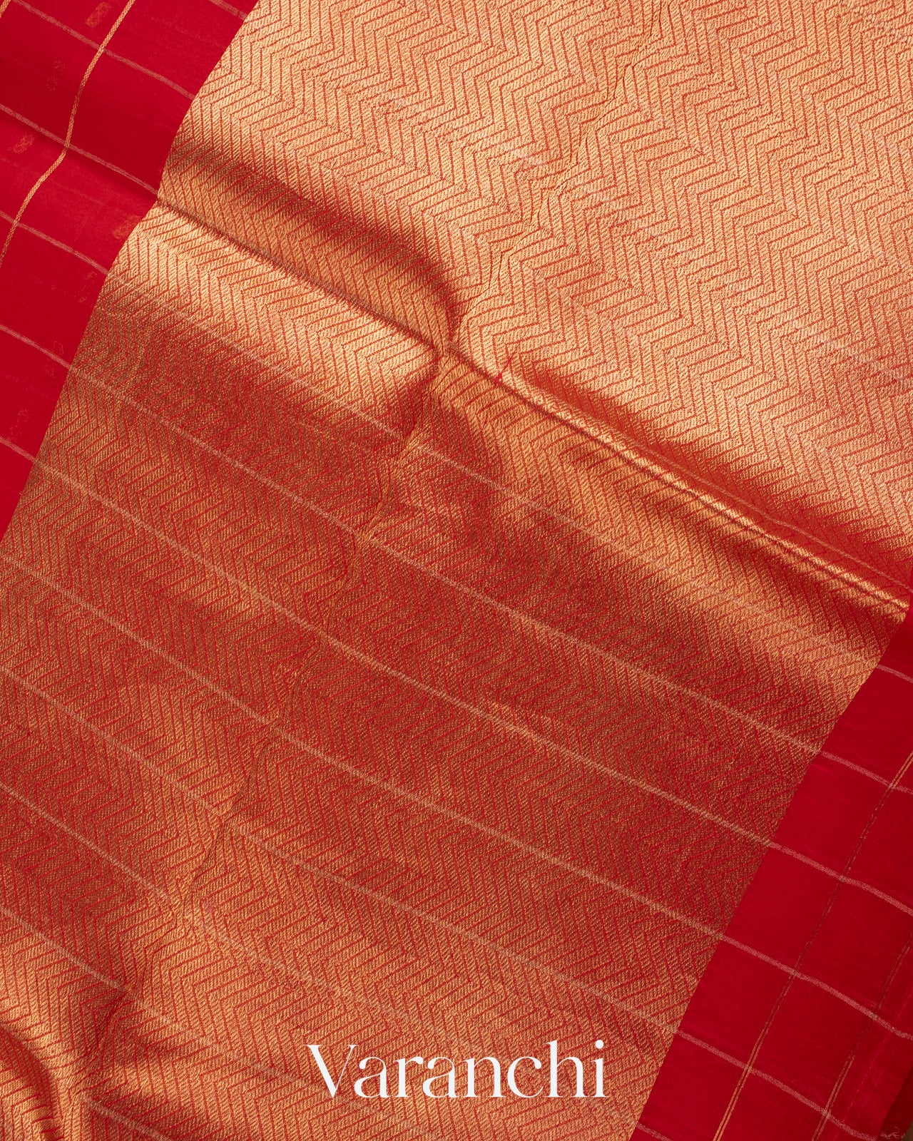 Red Checks Pure Kora Silk Handloom Saree