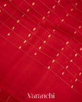 Red Checks Pure Kora Silk Handloom Saree