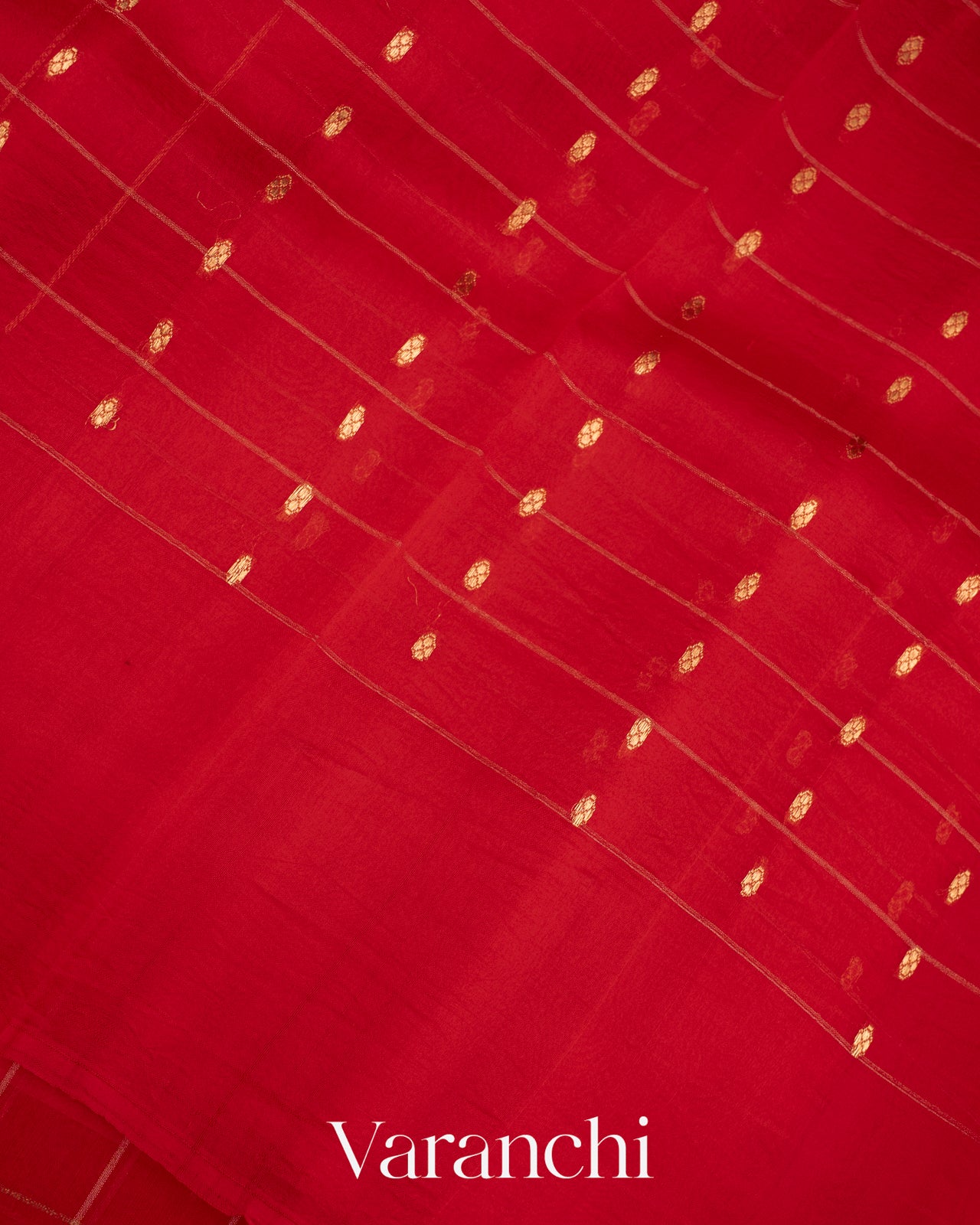 Red Checks Pure Kora Silk Handloom Saree
