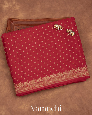 Maroon Pure Crepe Silk Handloom Saree