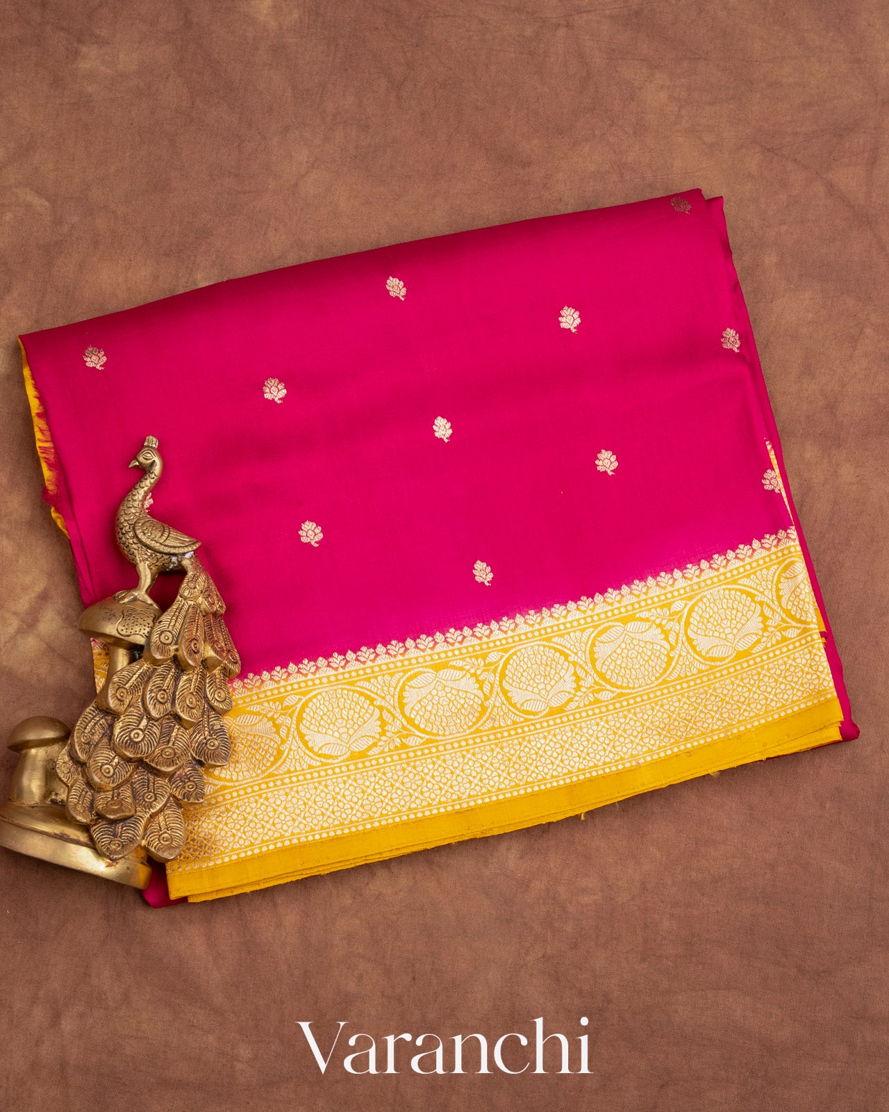 Bright Pink Pure Katan Silk Handloom Saree