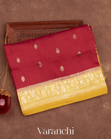 Deep Red Pure Katan Silk Handloom Saree