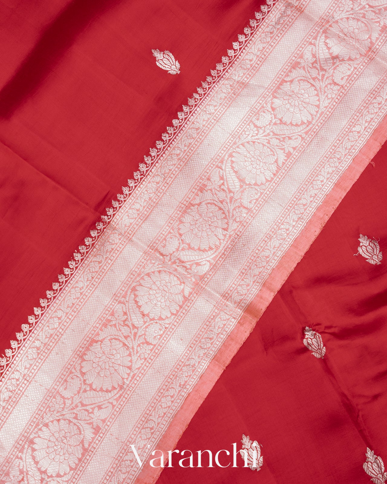 Red and Peachy Pink Pure Raw Mango Silk Handloom Saree