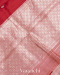 Red and Peachy Pink Pure Raw Mango Silk Handloom Saree