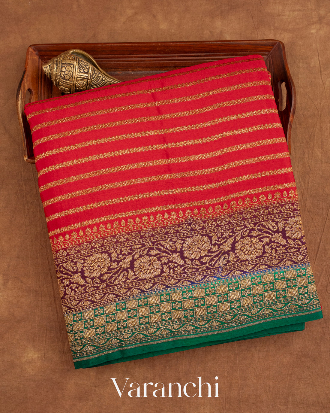 Red Pure Crepe Silk Handloom Saree