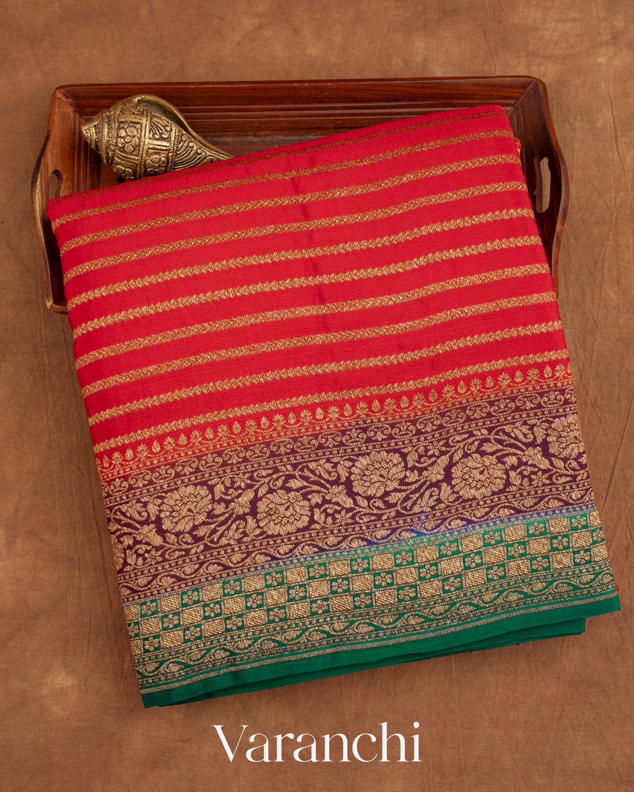 Red Pure Crepe Silk Handloom Saree
