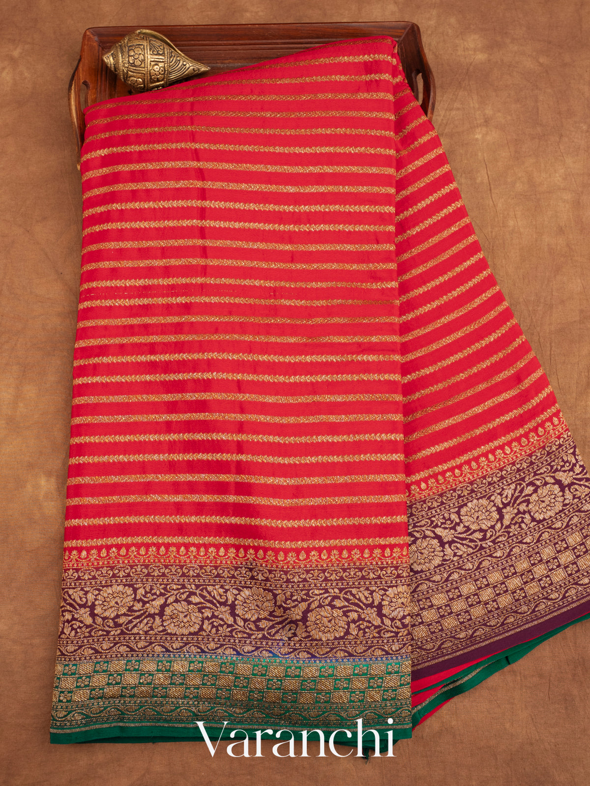 Red Pure Crepe Silk Handloom Saree
