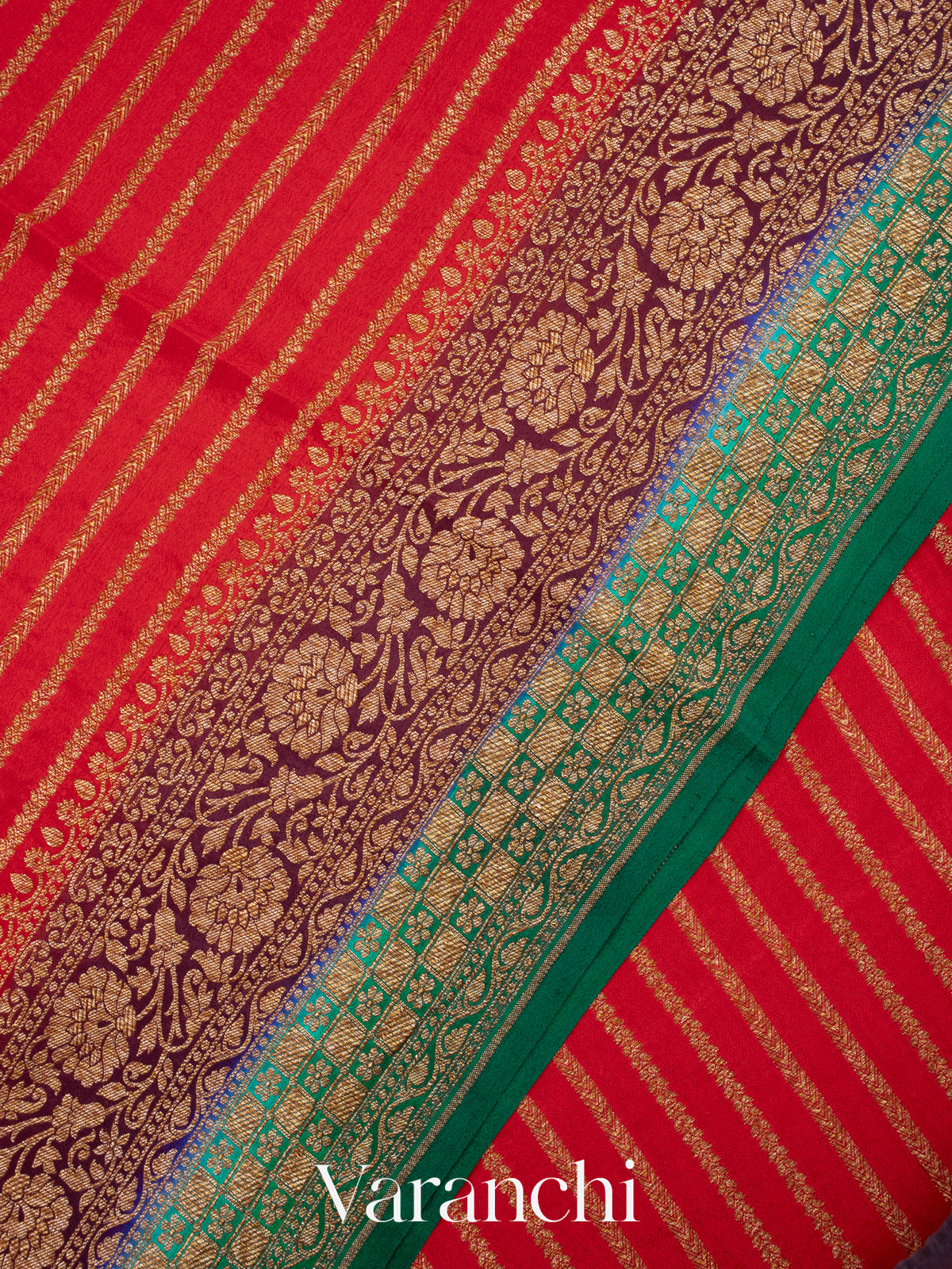 Red Pure Crepe Silk Handloom Saree