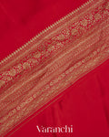 Bright Red Crepe Silk Saree