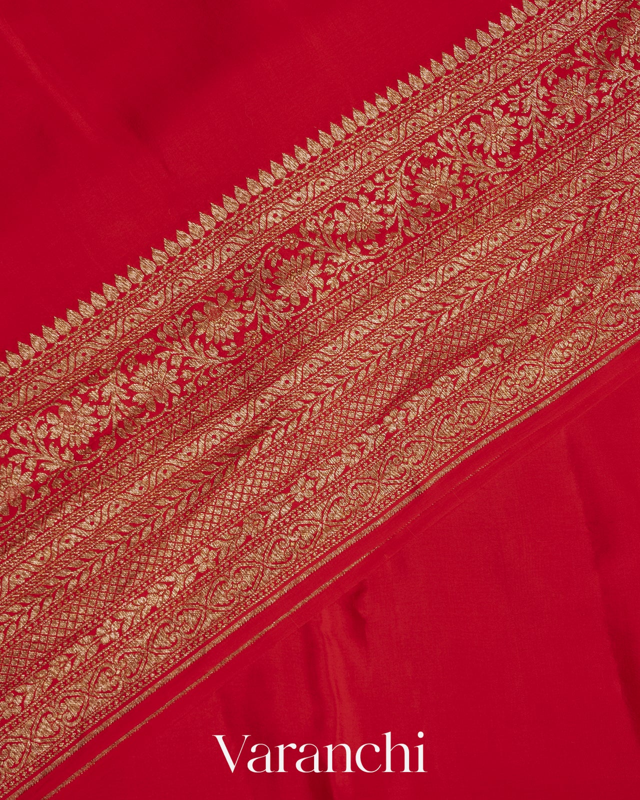 Bright Red Crepe Silk Saree