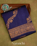 Navy Blue Lehariya Pure Raw Silk Handloom Saree