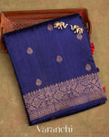 Navy Blue Pure Raw Silk Handloom Saree