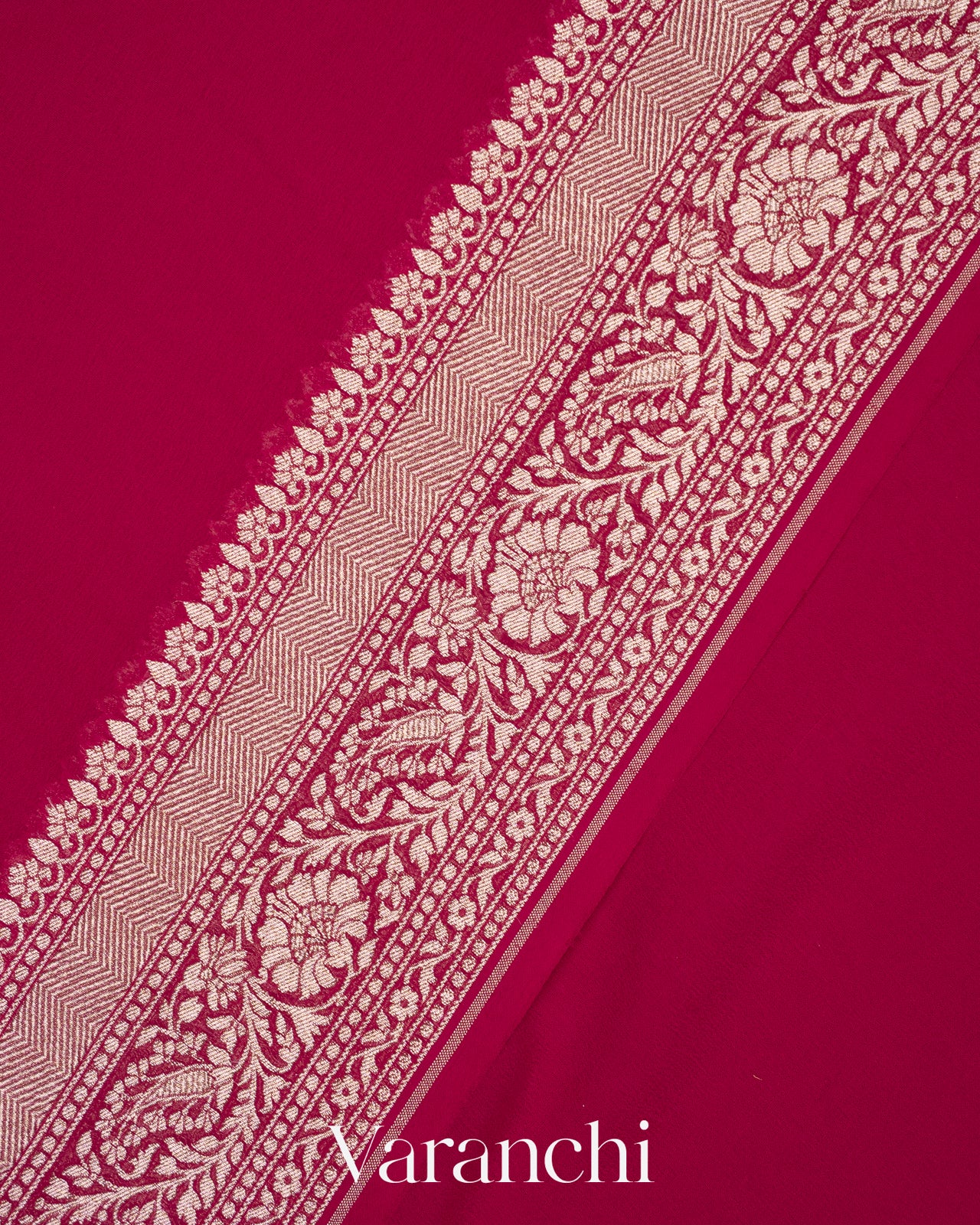 Ruby Pink Pure Georgette Silk Saree