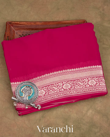 Ruby Pink Pure Georgette Silk Saree