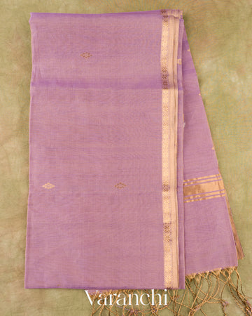 Soft Lavender Pure Maheswari Silk Cotton Handloom Saree  