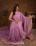 Soft Lavender Pure Maheswari Silk Cotton Handloom Saree  