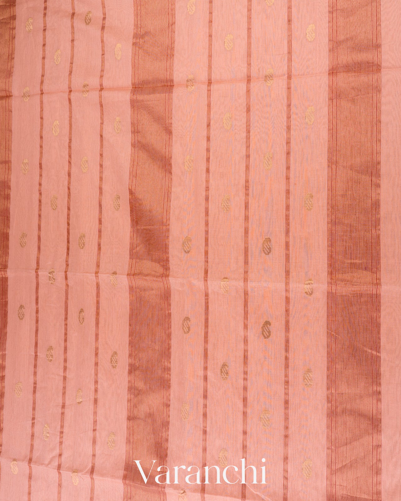 Blush Peach Pure Maheswari Silk Cotton Handloom Saree