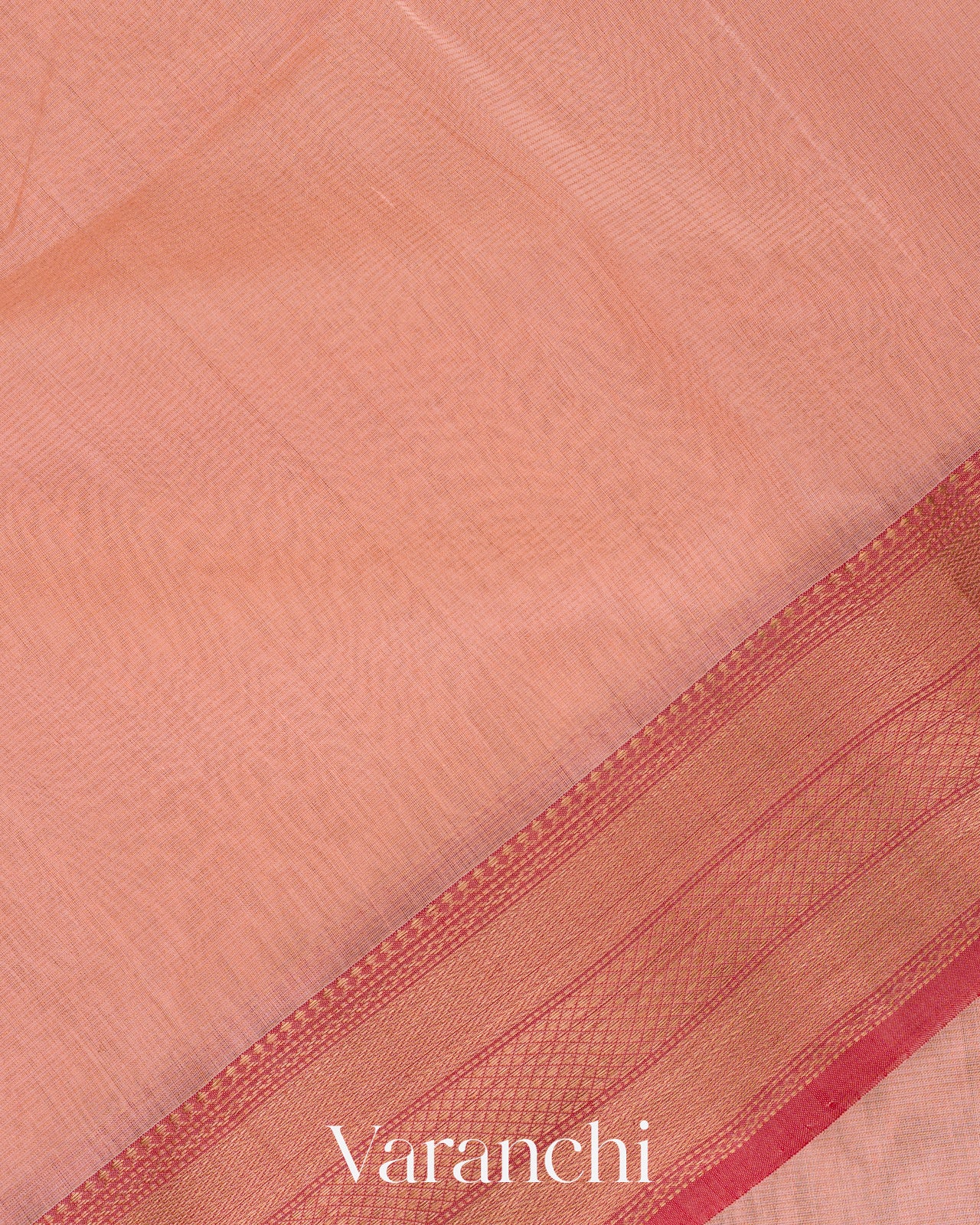 Blush Peach Pure Maheswari Silk Cotton Handloom Saree