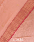 Blush Peach Pure Maheswari Silk Cotton Handloom Saree